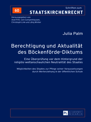 cover image of Berechtigung und Aktualität des Böckenförde-Diktums